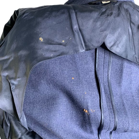 Vintage 50s US Air Force Wool Coat 40L Serge Blue Lined Buttons Pockets Patches - Picture 13 of 16